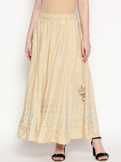 

AKKRITI BY PANTALOONS Women Beige Striped A-Line Maxi Skirt
