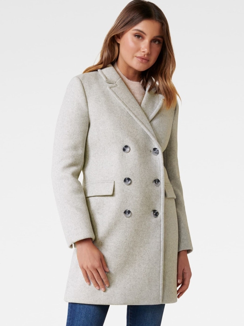 

Forever New Women Grey Solid Pea Coat