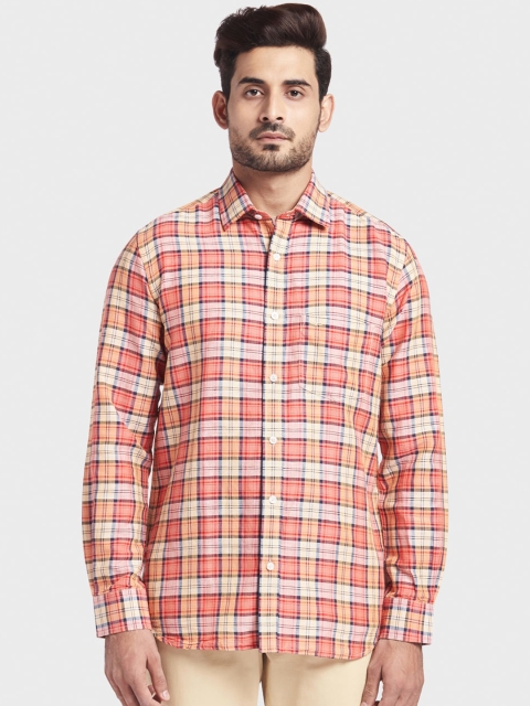 

ColorPlus Men Red Tailored Fit Checked Casual Shirt