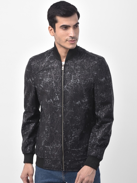 

LUXURAZI Men Black Printed Bomber