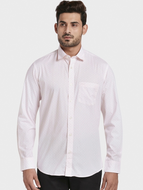 

ColorPlus Men Off-White & Red Tailored Fit Printed Casual Shirt