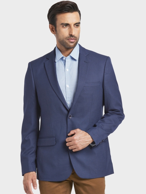 

ColorPlus Men Blue Self Design Single-Breasted Formal Blazer