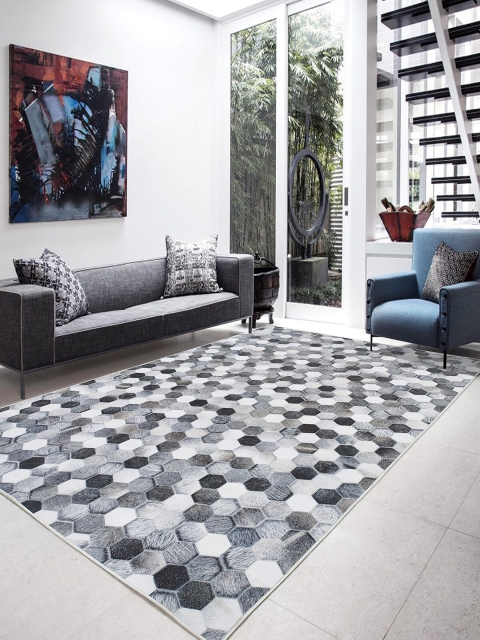 

OBSESSIONS Grey Geometric Anti-Skid Contemporary Carpet