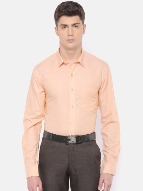 

RAMRAJ COTTON Men Peach-Coloured Slim Fit Solid Formal Shirt