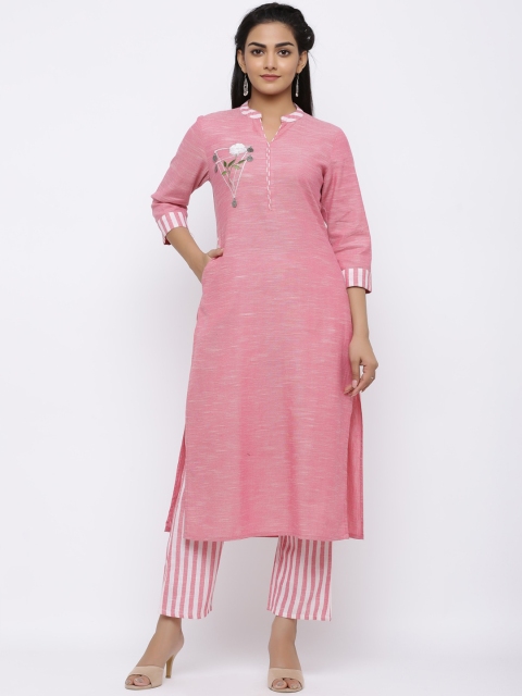 

Indi INSIDE Women Pink Solid A-Line Kurta
