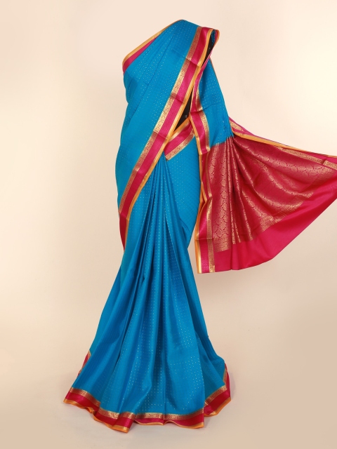 

Pothys Blue & Pink Pure Silk Woven Design Mysore Silk Saree