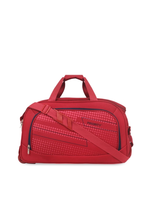 

Priority Unisex Red & Navy Blue Printed Large Duffle Bag