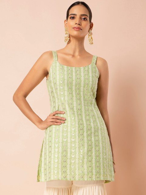 

INDYA Women Green Embroidered Tunic