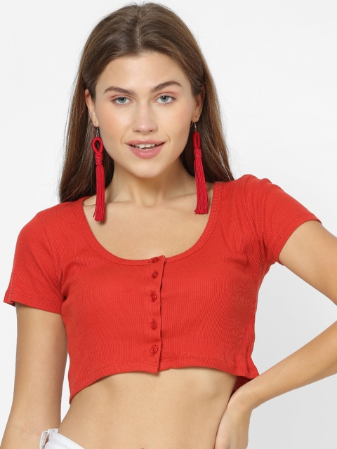 

FOREVER 21 Women Red Solid Top