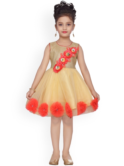 

Aarika Girls Yellow Embellished Fit and Flare Dress