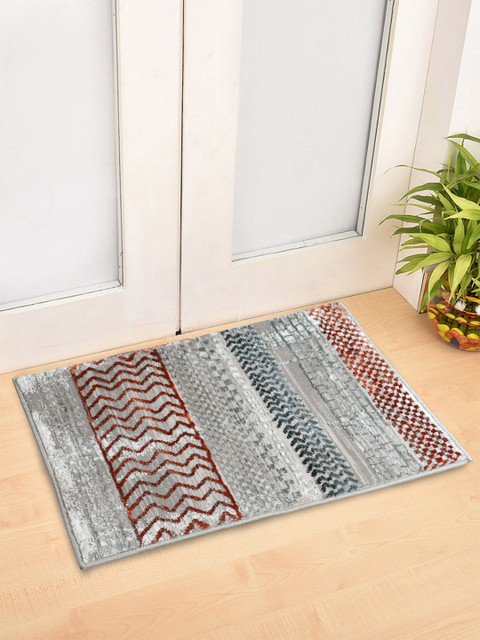 

SPACES Grey & Red Geometric Printed Large Doormat