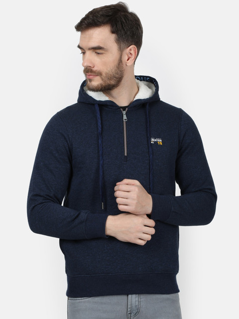 

Monte Carlo Men Navy Blue Solid Hooded Sweatshirt