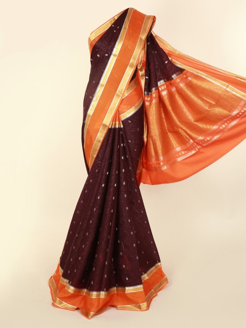 Pothys Brown Woven Design Pure Silk Saree