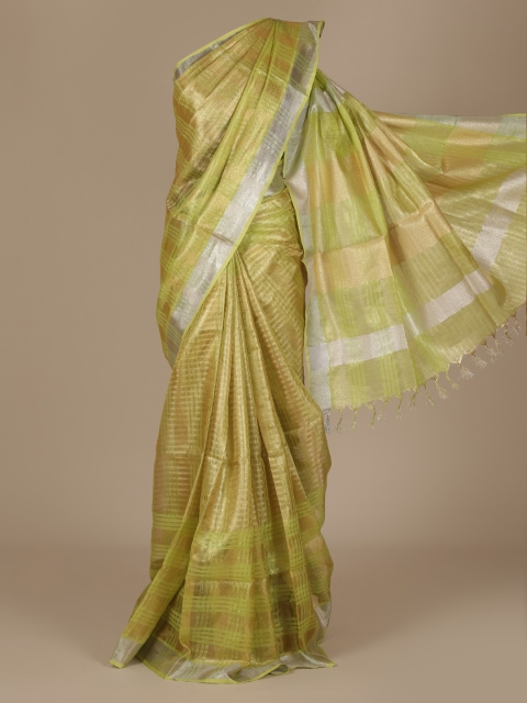 

Pothys Green Striped Pure Linen Saree