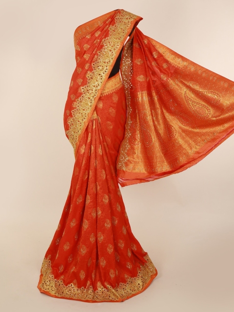 Pothys Orange Woven Design Banarasi Saree