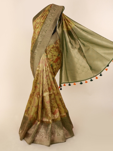 

Pothys Green Printed Cotton Blend Saree