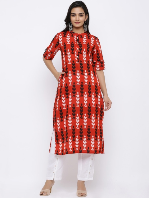 

Indi INSIDE Women Red Dyed Straight Kurta