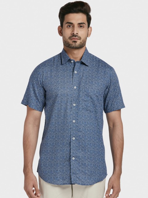 

ColorPlus Men Navy Blue Tailored Fit Printed Casual Shirt