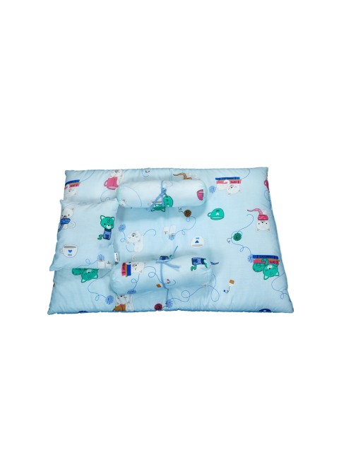 

mittenbooty Kids Blue & Green Printed 210 TC Organic Cotton Bedding Set