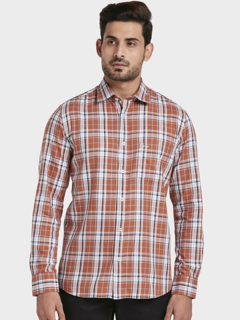 

ColorPlus Men Brown Tailored Fit Checked Casual Shirt