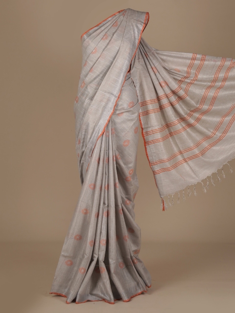 

Pothys Grey Woven Design Pure Linen Saree