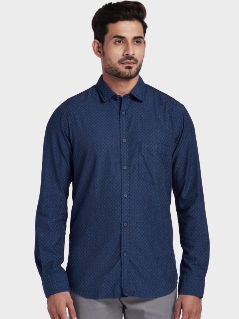 

ColorPlus Men Navy Blue Tailored Fit Printed Casual Shirt