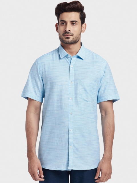 

ColorPlus Men Blue Tailored Fit Solid Casual Shirt