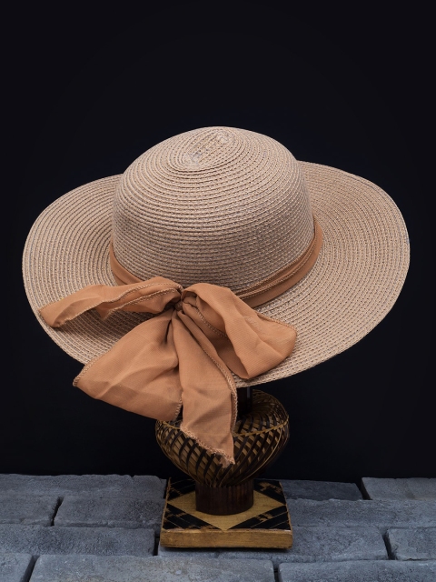 

Golden Peacock Women Brown Woven-Design Straw Sun Hat