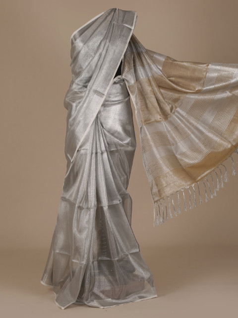 

Pothys Grey Solid Saree