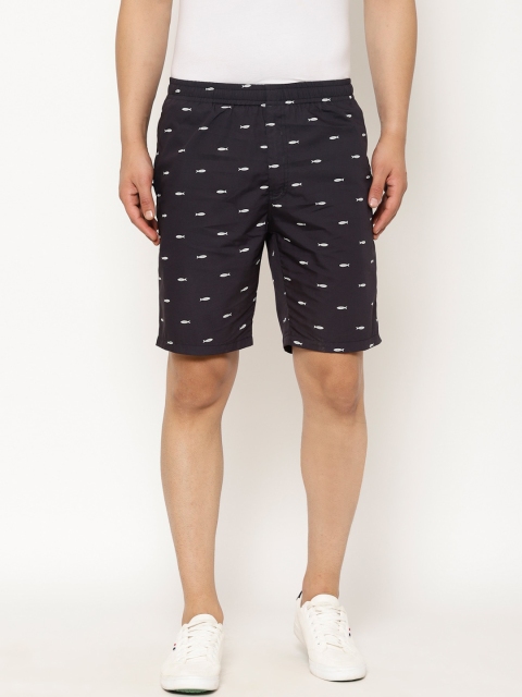 

SAPPER Men Black Printed Slim Fit Regular Shorts