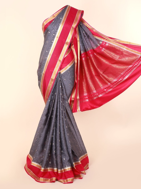 

Pothys Grey & Pink Pure Silk Woven Design Mysore Silk Saree