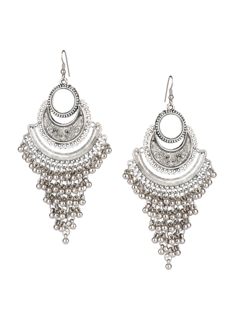 

DESI COLOUR Silver-Toned Contemporary Drop Earrings