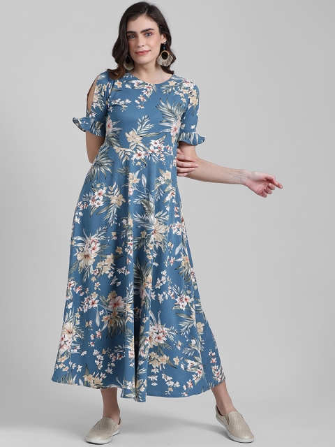 

Zink London Women Blue Printed Maxi Dress