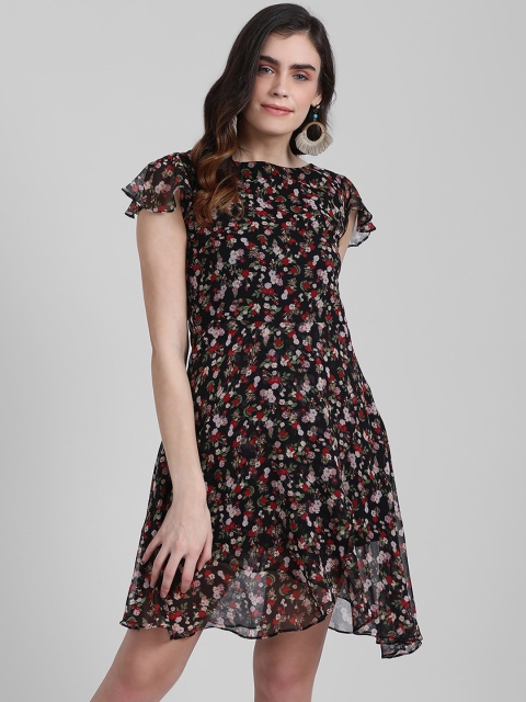 

Zink London Women Black Printed A-Line Dress