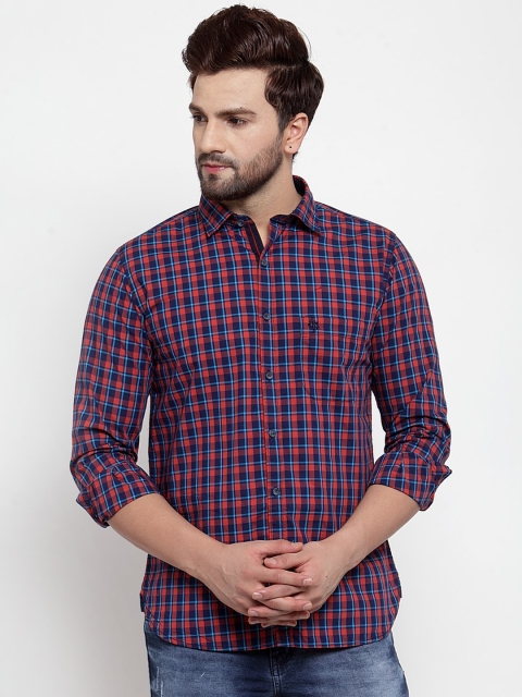 

Cantabil Men Blue & Red Slim Fit Checked Casual Shirt