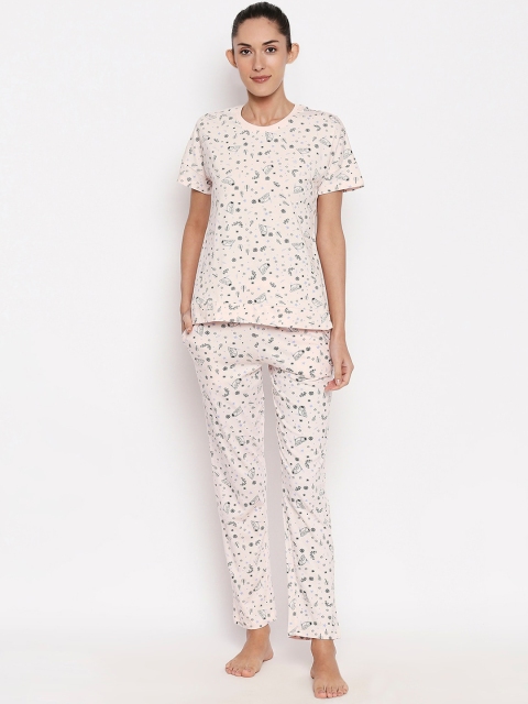 

XIN Women Pink & Black Printed Night Suit