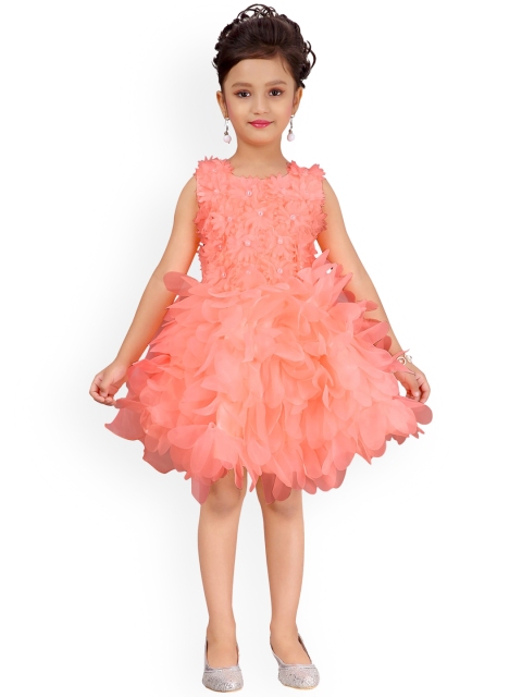 

Aarika Girls Peach-Coloured Embellished Fit and Flare Dress