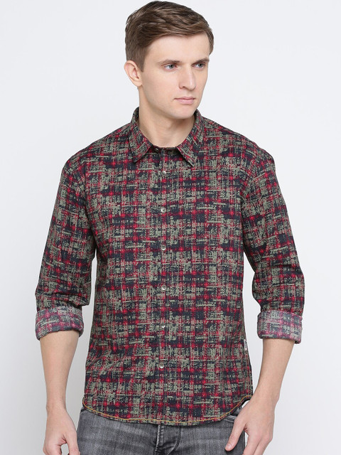 

BEAT LONDON by PEPE JEANS Men Red & Grey Regular Fit Printed Casual Shirt