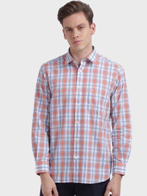 

ColorPlus Men Orange & Grey Tailored Fit Checked Casual Shirt