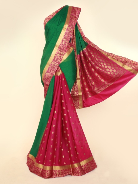 

Pothys Green & Pink Pure Silk Woven Design Saree