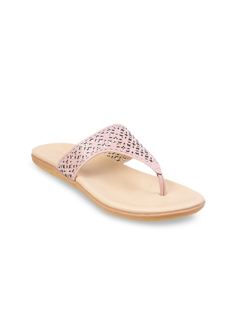 

Mochi Women Pink Textured Open Toe Flats