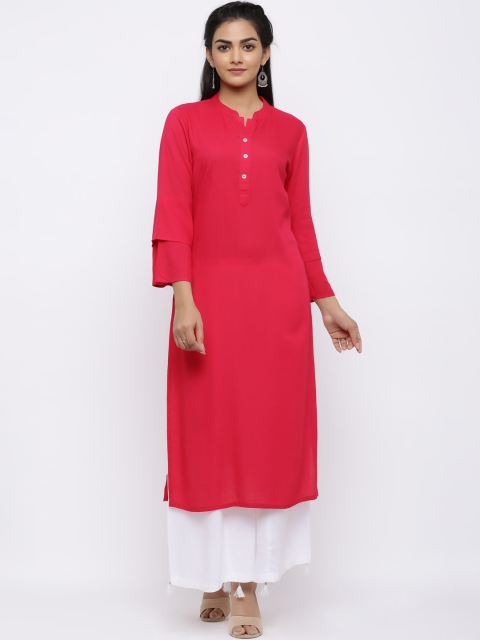 

Indi INSIDE Women Pink Solid Straight Kurta