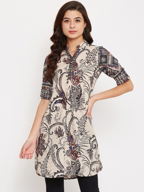 

Ruhaans Women Beige & Black Printed Tunic
