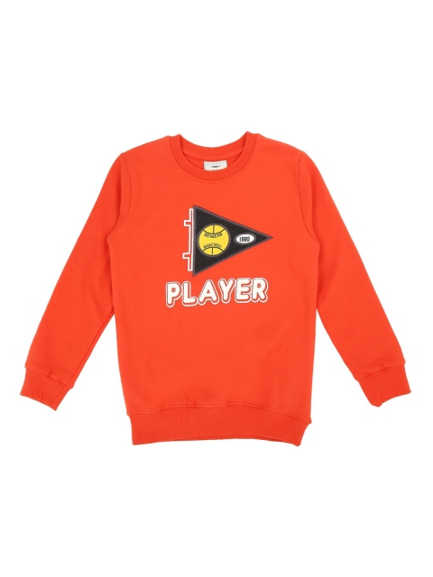 

Pantaloons Junior Boys Orange & Black Printed Sweatshirt