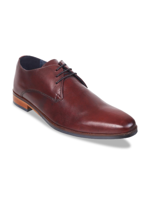 

J.FONTINI Men Maroon Solid Leather Formal Derbys