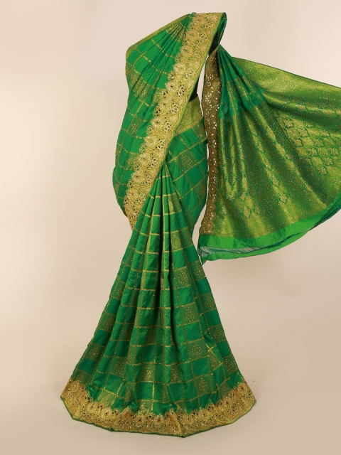 

Pothys Green Pure Silk Embellished Banarasi Saree