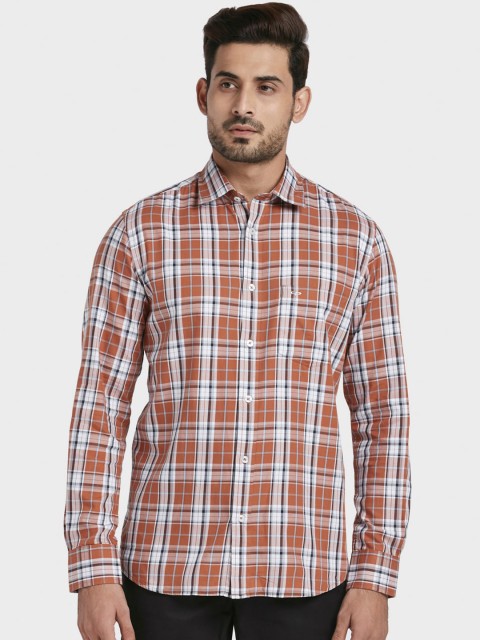 

ColorPlus Men Brown Tailored Fit Checked Casual Shirt