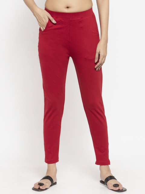 

NEUDIS Women Maroon Solid Skinny-Fit Treggings
