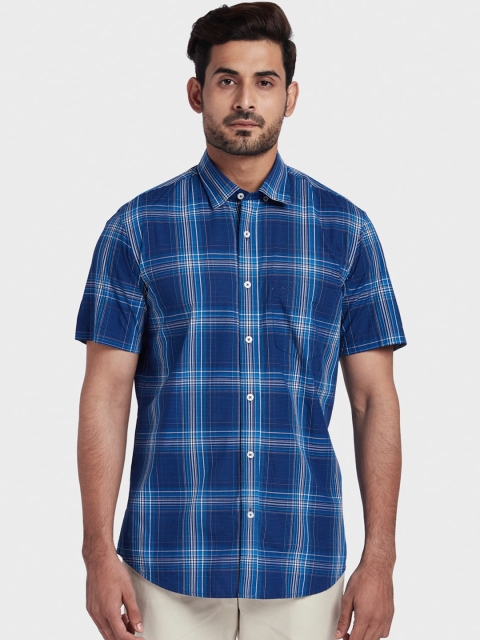 

ColorPlus Men Navy Blue Tailored Fit Checked Casual Shirt