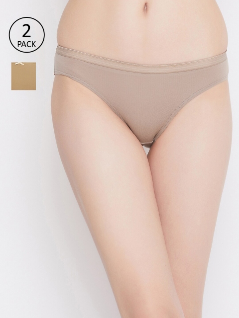 

Clovia Women Pack of 2 Solid Bikini Briefs COMPNC925, Beige